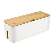 SENSETH Cable Management Box Large Wood Lid Cord Organizer for Desk TV Computer USB Hub